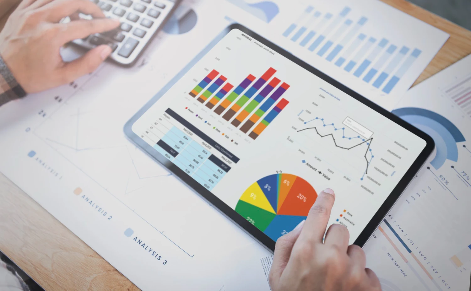 Análise de indicadores em um tablet