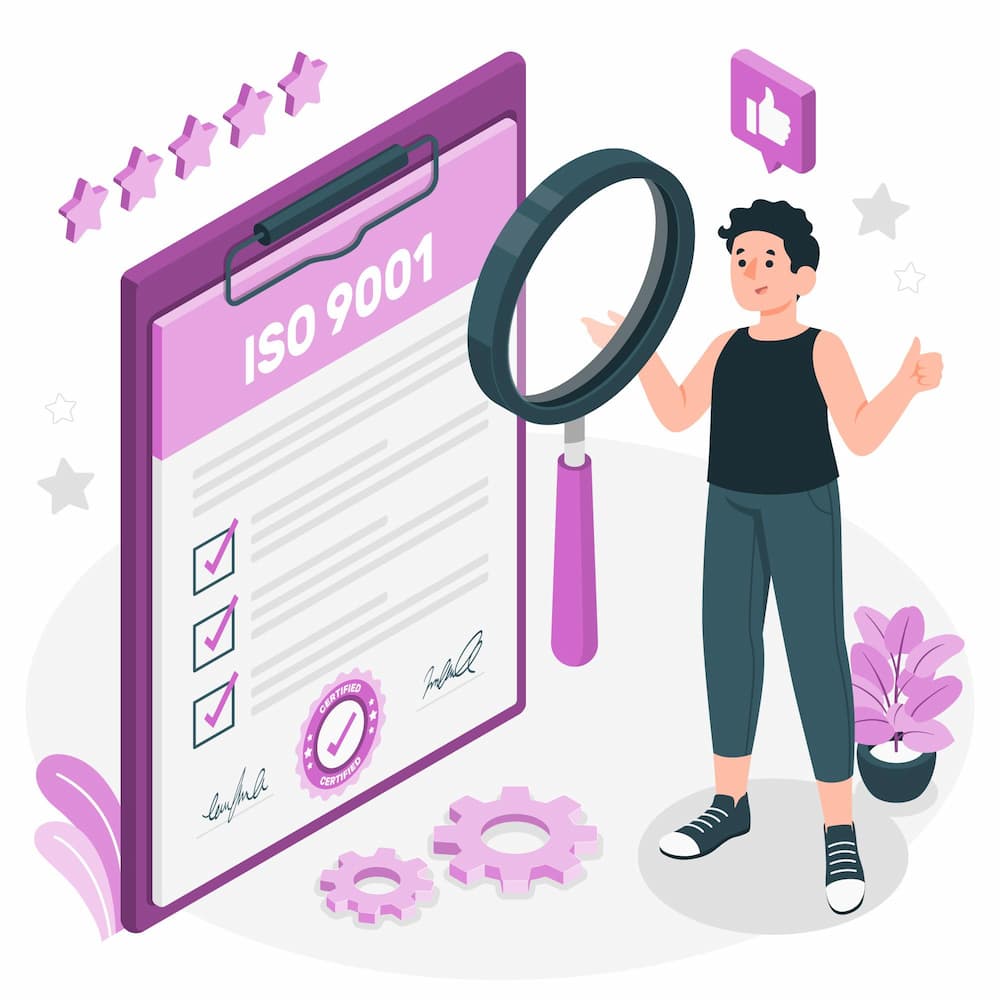 Ilustração de certificação e conformidade legal